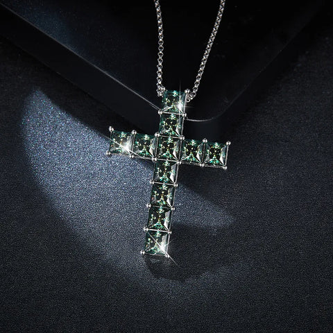 Green Diamond Cross Pendant-ToShay.org