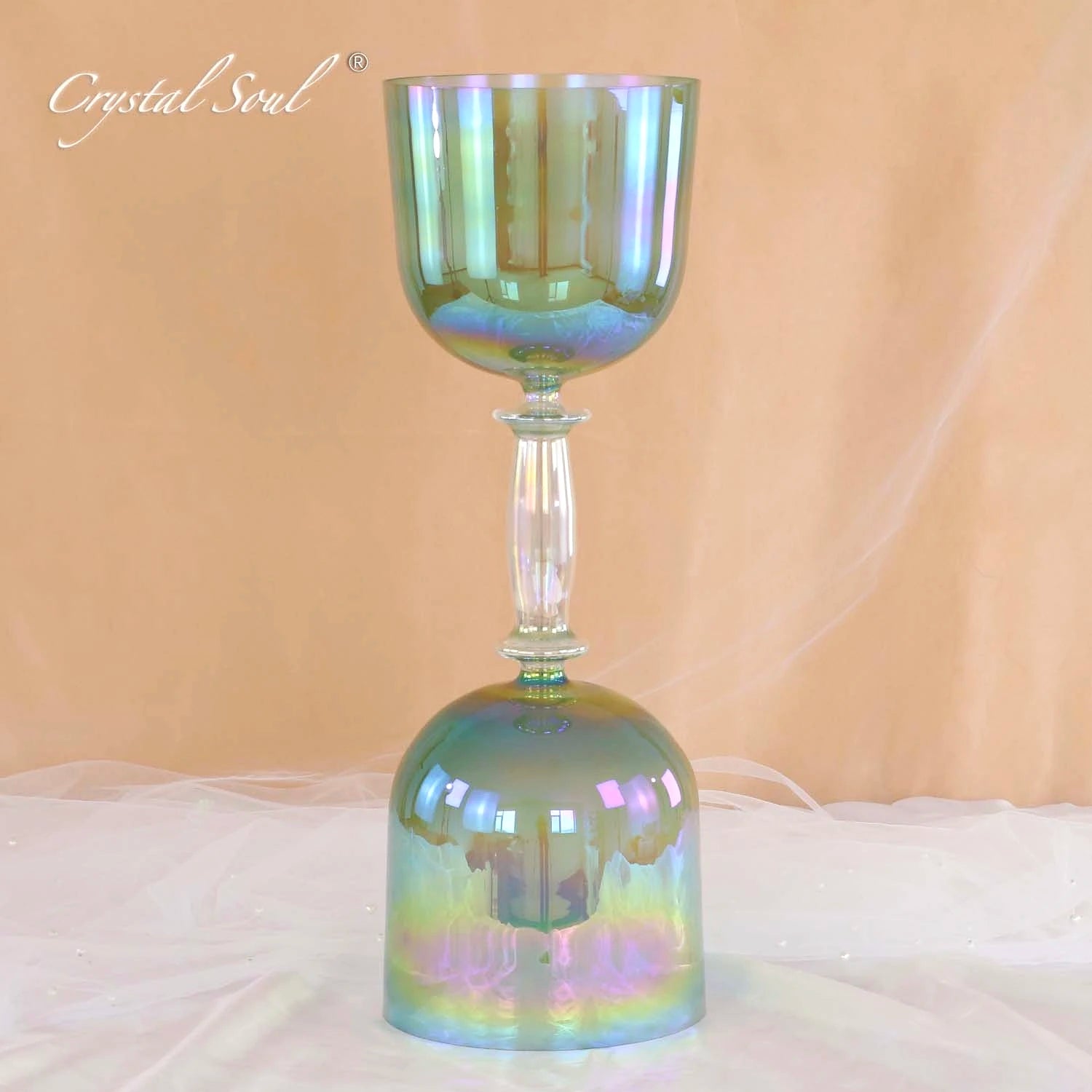 Green Crystal Double Singing Bowl-ToShay.org