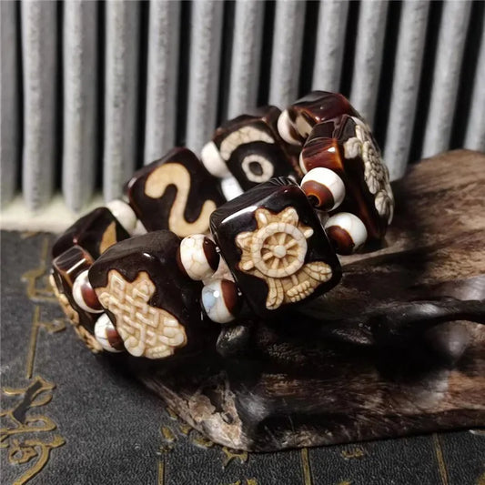 Tibetan Agate Dzi Beads Bracelet-ToShay.org
