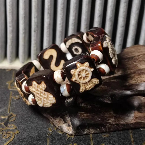 Tibetan Agate Dzi Beads Bracelet-ToShay.org