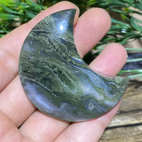 Green Mosagate Moon Stone Natural Quartz Crystal Handwork Reiki Wichcraft Point Mineral Energy Healing Home Decor Gift-ToShay.org