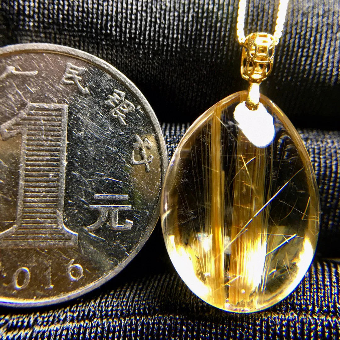 Gold Rutilated Quartz Pendant-ToShay.org