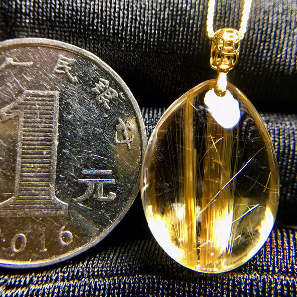 Gold Rutilated Quartz Pendant-ToShay.org