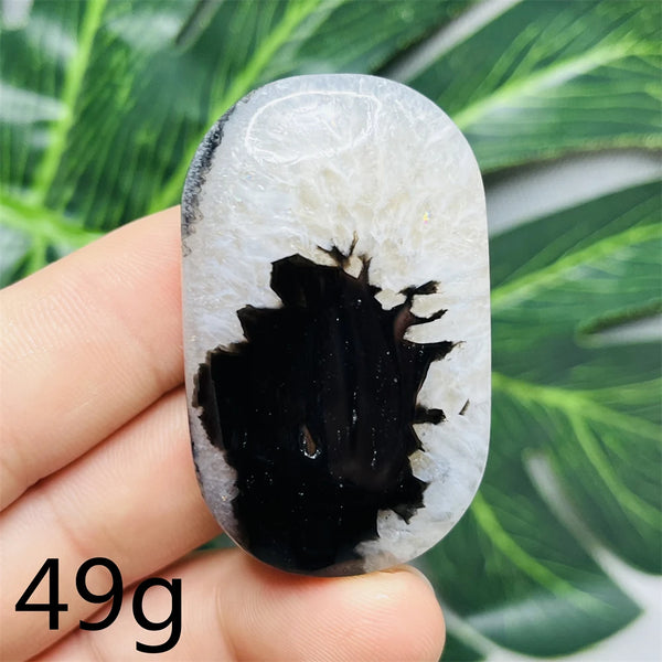 Black White Agate Palm Stone-ToShay.org