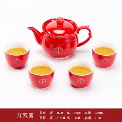 Red Porcelain Tea Set-ToShay.org