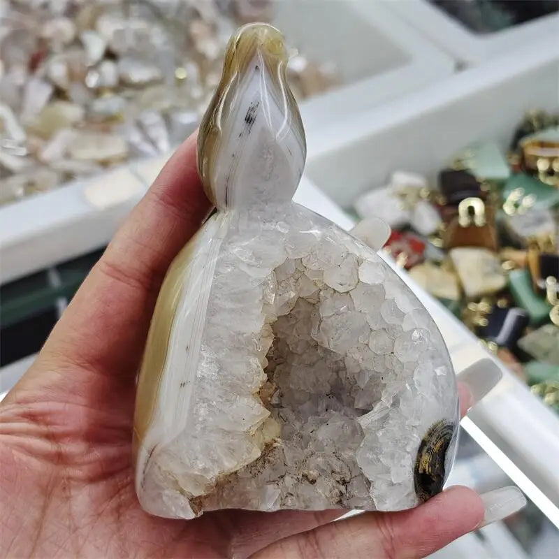 Yellow Agate Geode Bird-ToShay.org