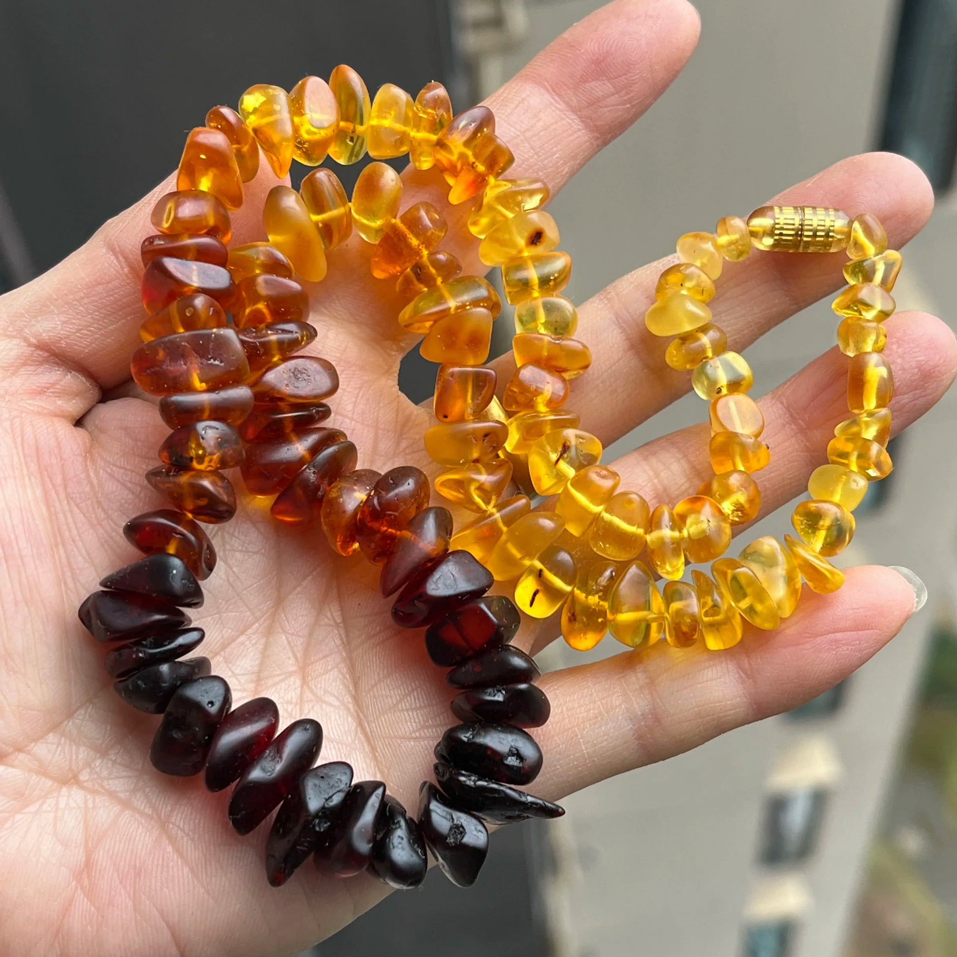 Yellow Amber Bead Necklace-ToShay.org