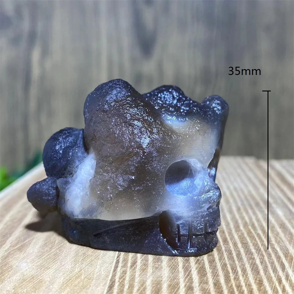 Grey Agate Geode Skull-ToShay.org