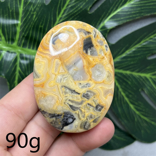 Yellow Crazy Agate Palm Stone-ToShay.org