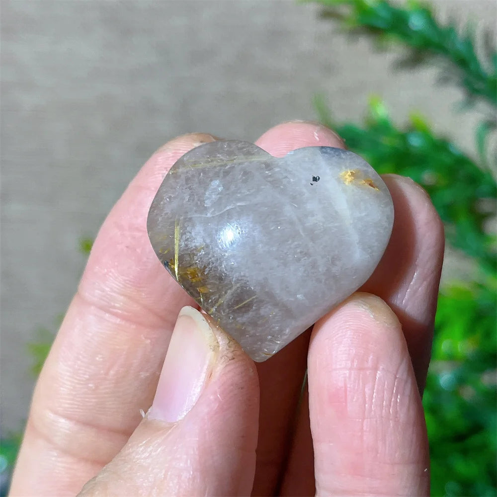 Gold Hair Rutile Quartz Heart-ToShay.org