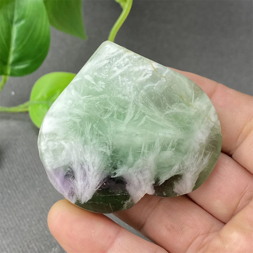 Green Feather Fluorite Heart-ToShay.org