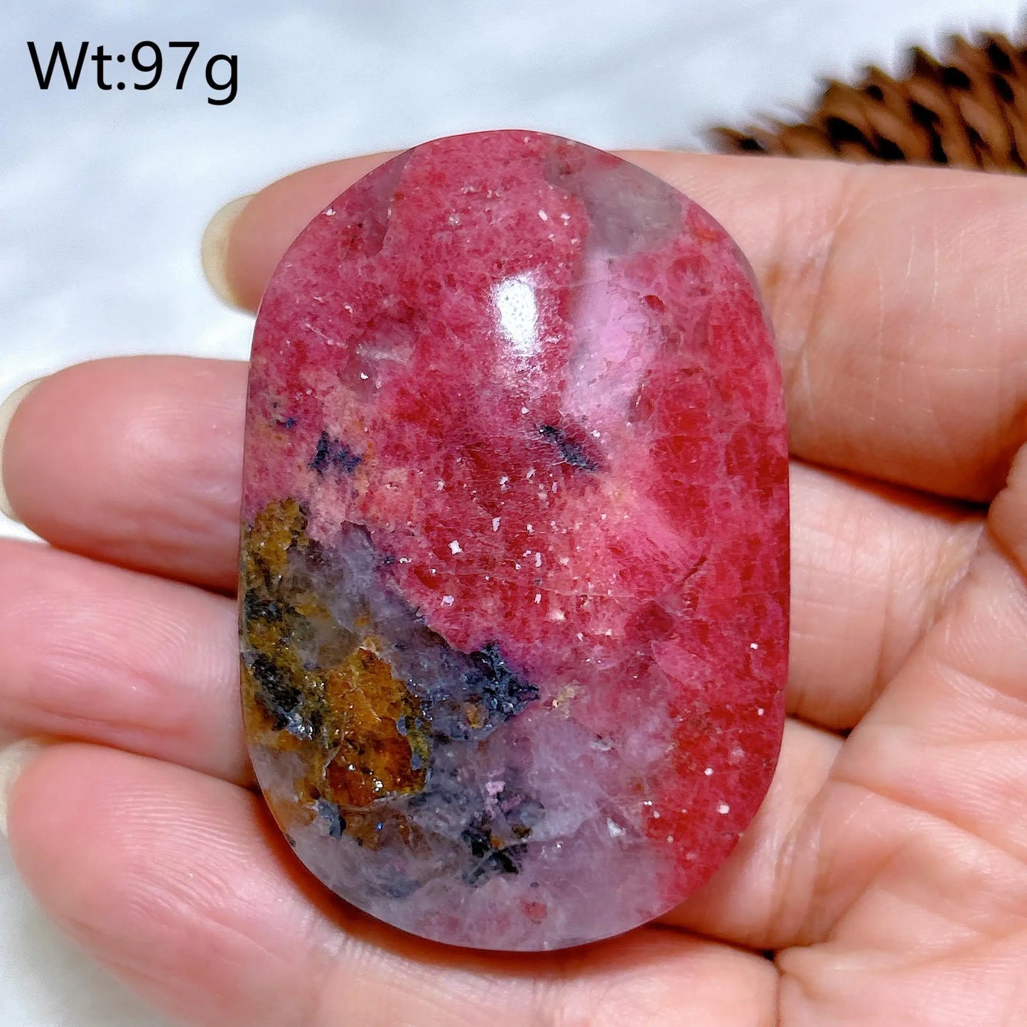 Pink Rhodonite Palm Stone-ToShay.org