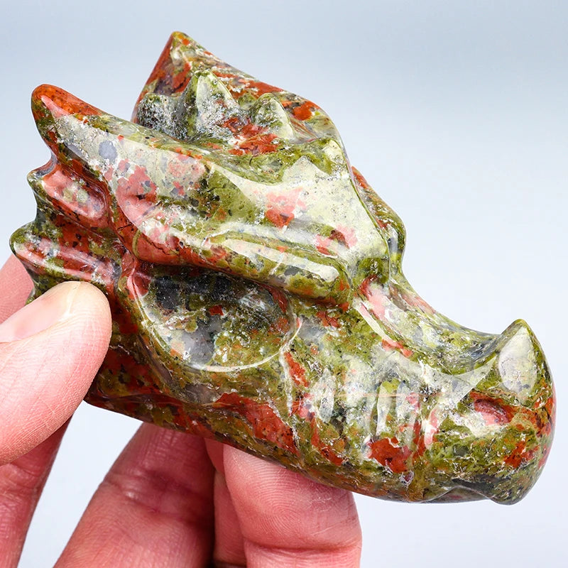 Green Unakite Dragon Skulls-ToShay.org