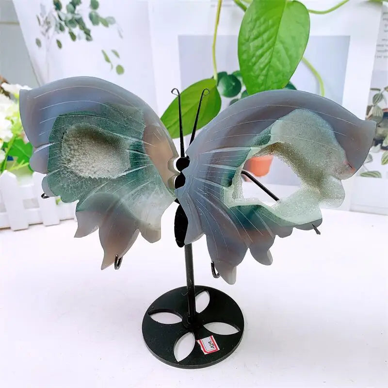 Green Agate Geode Butterfly Wings-ToShay.org