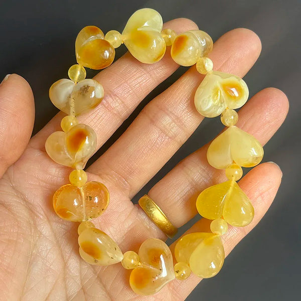 Yellow Amber Heart Bracelets-ToShay.org