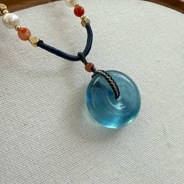 Blue Aquamarine Donut Pendant-ToShay.org