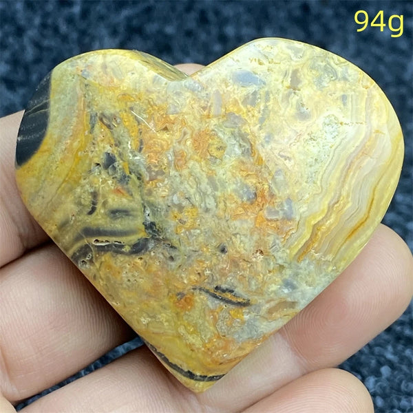 Yellow Crazy Agate Hearts-ToShay.org