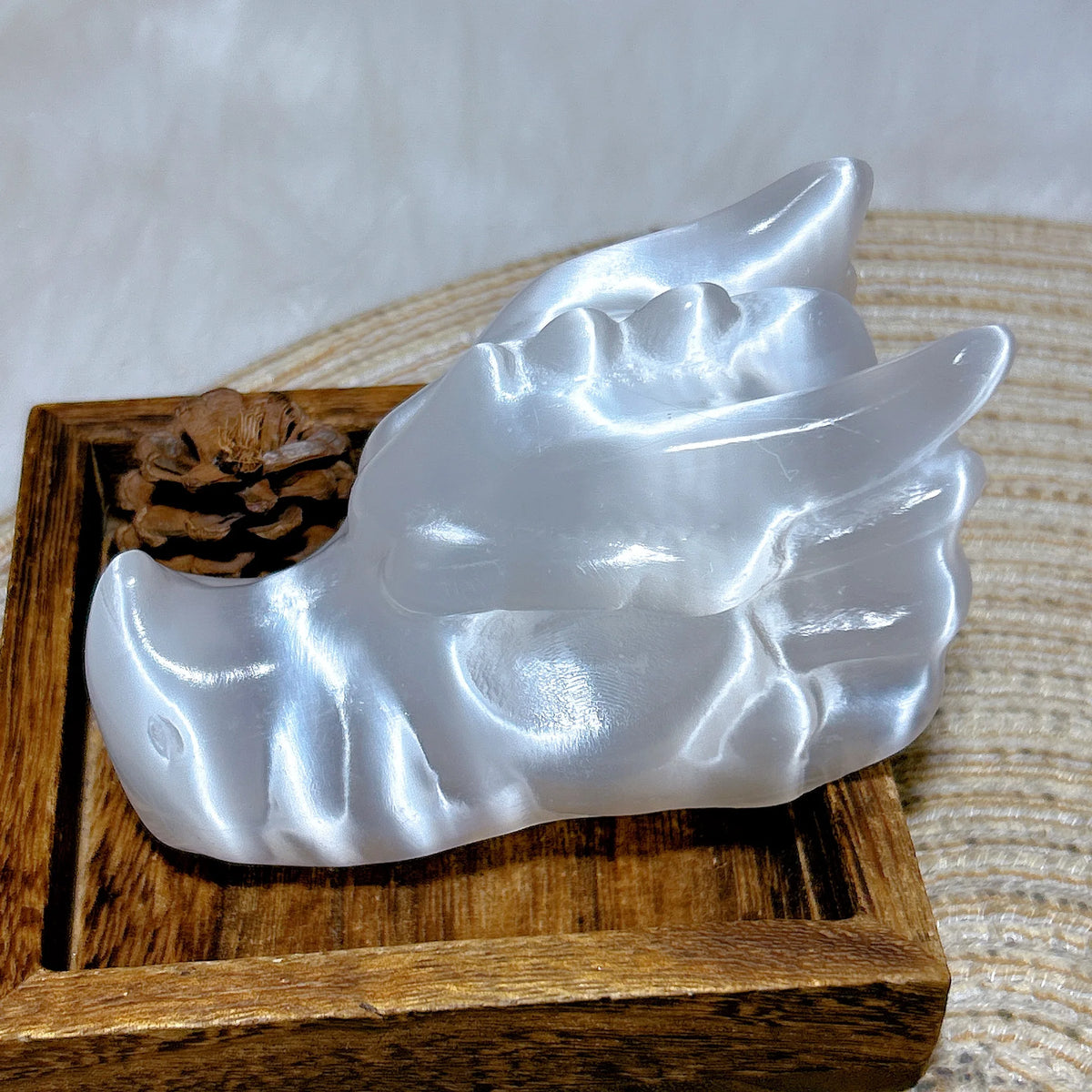 White Selenite Dragon Head-ToShay.org