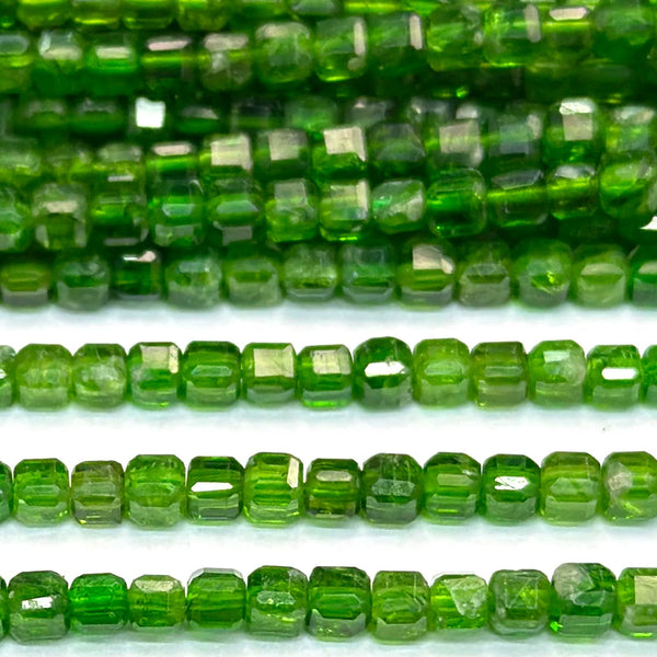 Green Diopside Cube Beads-ToShay.org
