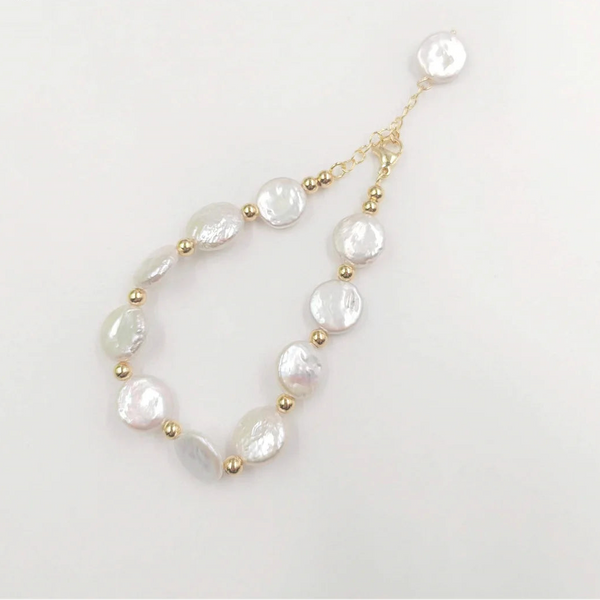White Pearl Chain Bracelet-ToShay.org