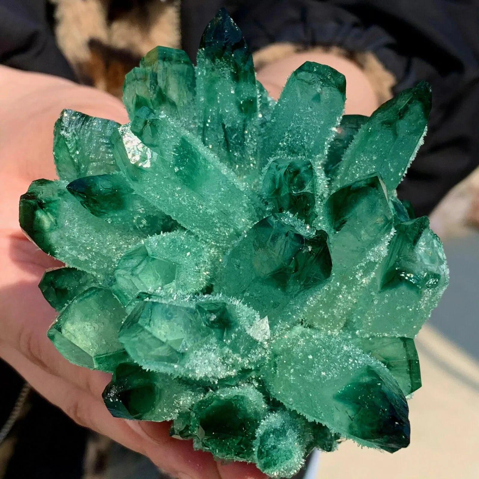 Green Phantom Quartz Crystal Cluster-ToShay.org