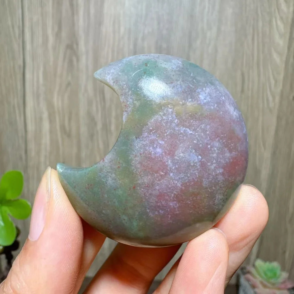 Green Moss Agate Moon-ToShay.org