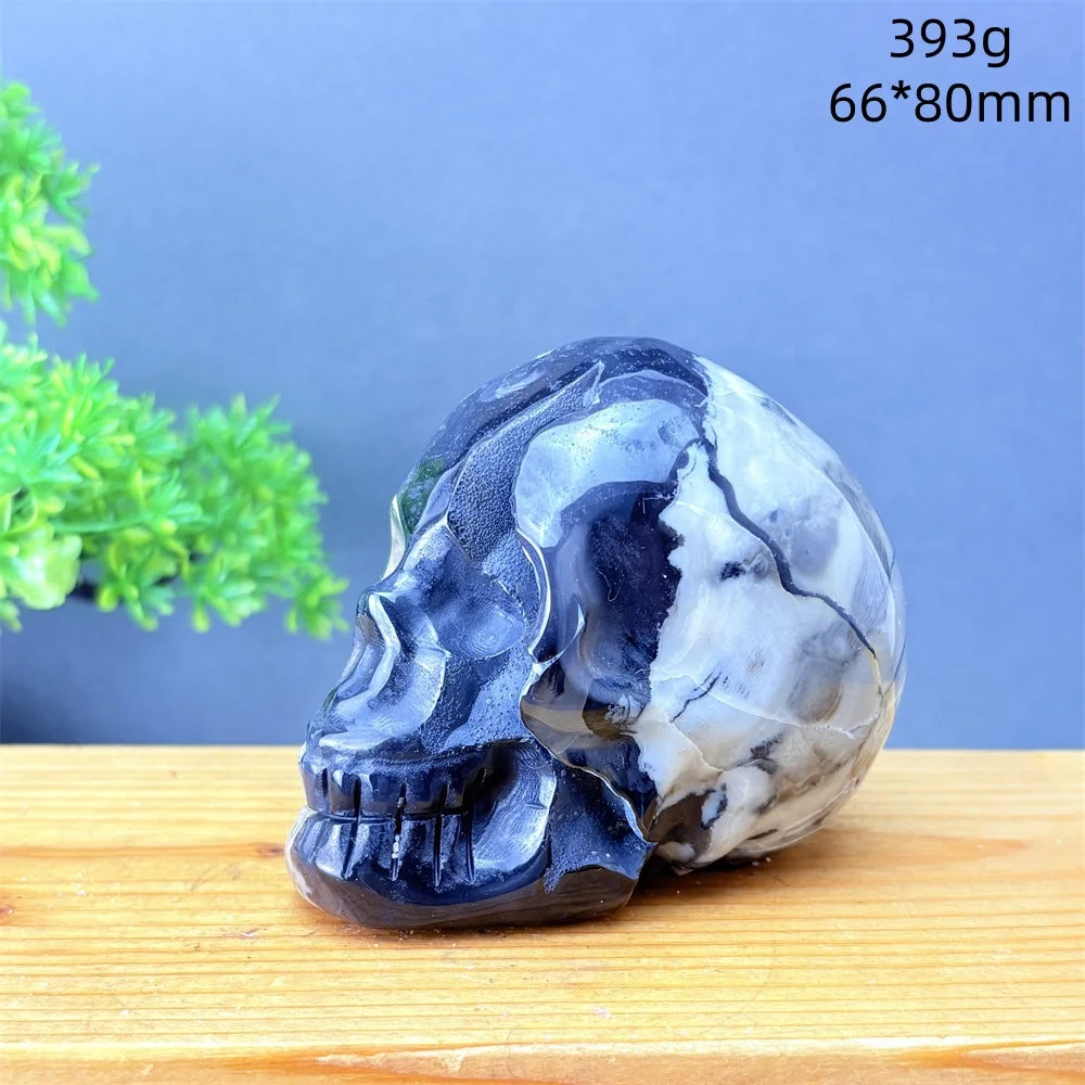 Grey Volcanic Agate Skull-ToShay.org