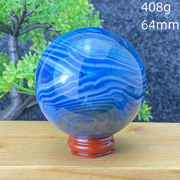 Blue Silk Agate Ball-ToShay.org