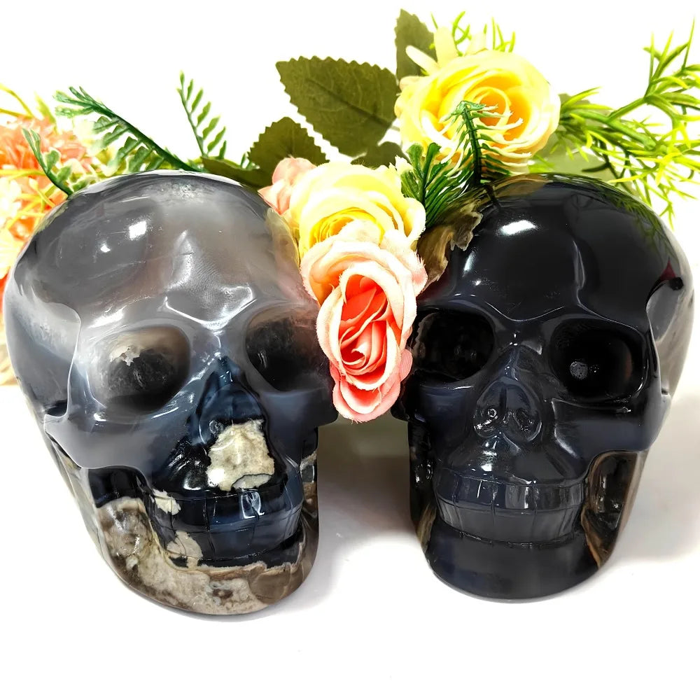 Grey Volcanic Agate Skull-ToShay.org