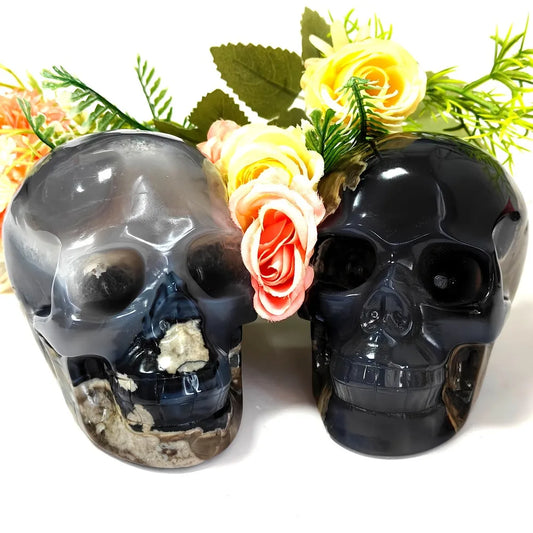 Grey Volcanic Agate Skull-ToShay.org