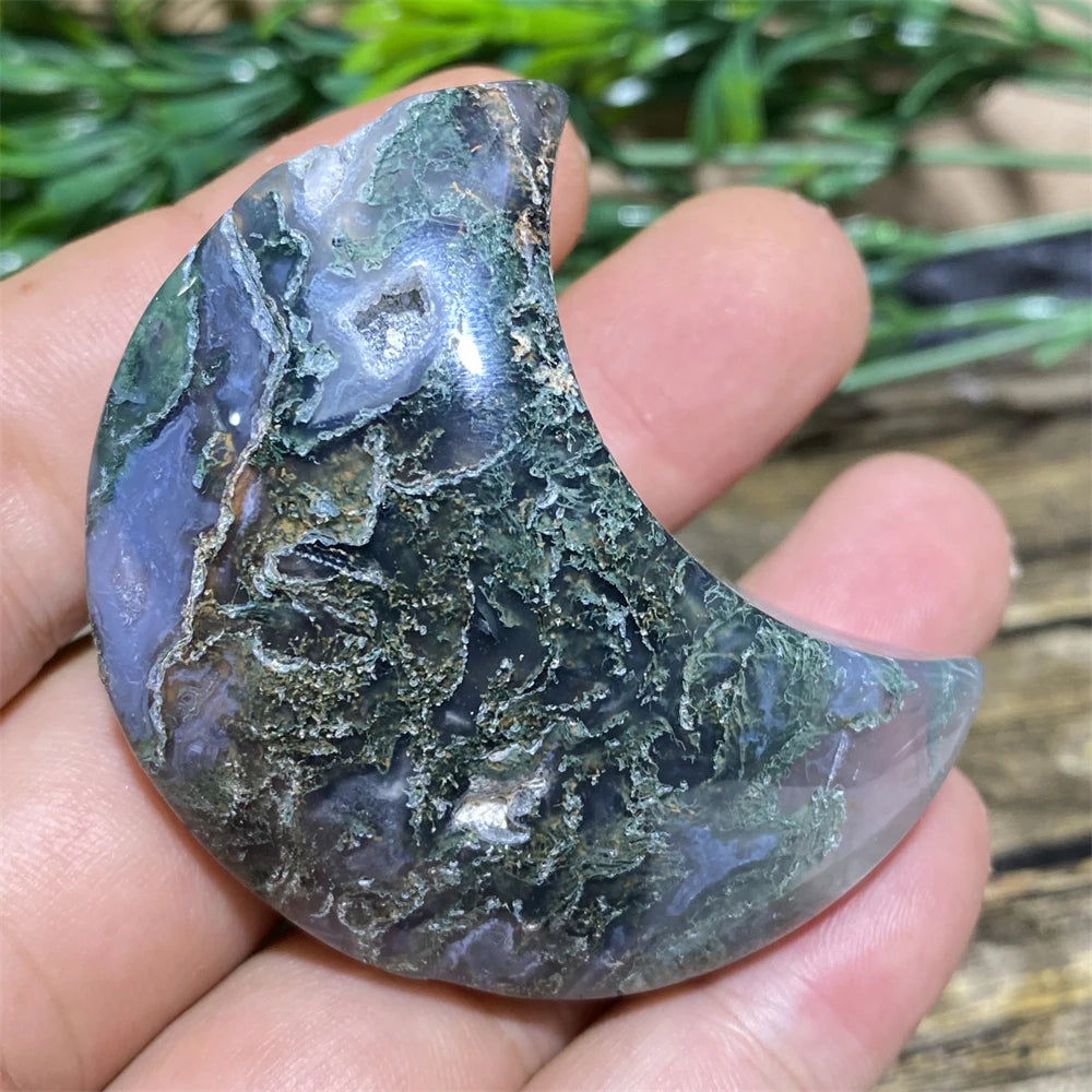 Green Moss Agate Moon-ToShay.org