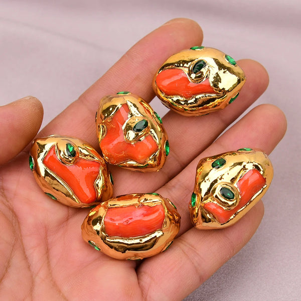 Orange Coral Paved Beads-ToShay.org