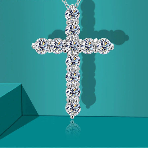 Silver Crystal Cross Pendant-ToShay.org