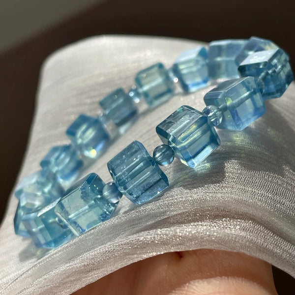Blue Aquamarine Square Beads-ToShay.org