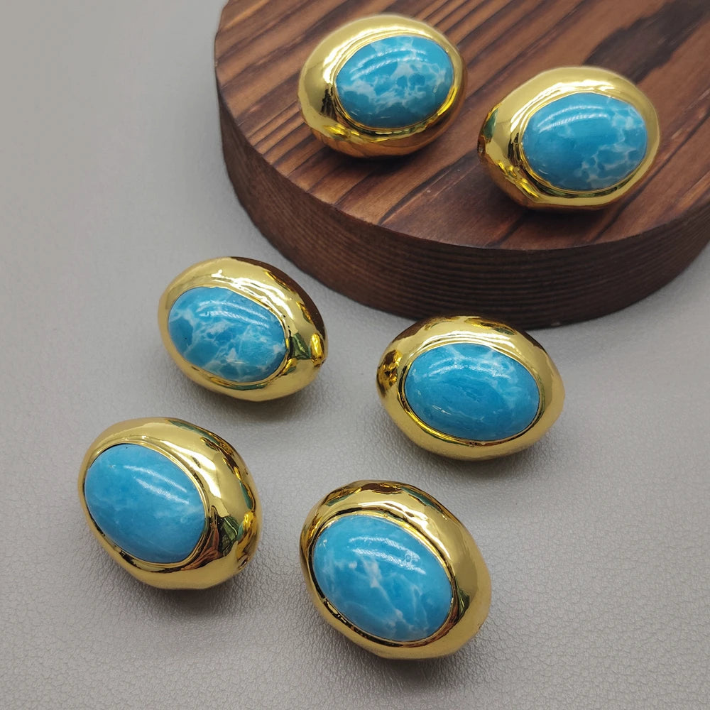 Blue Jade Bezel Beads-ToShay.org