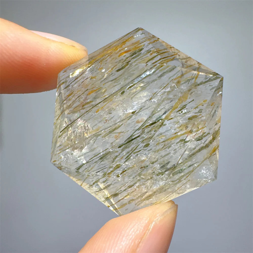 Green Tourmaline Rutile Hexagon-ToShay.org