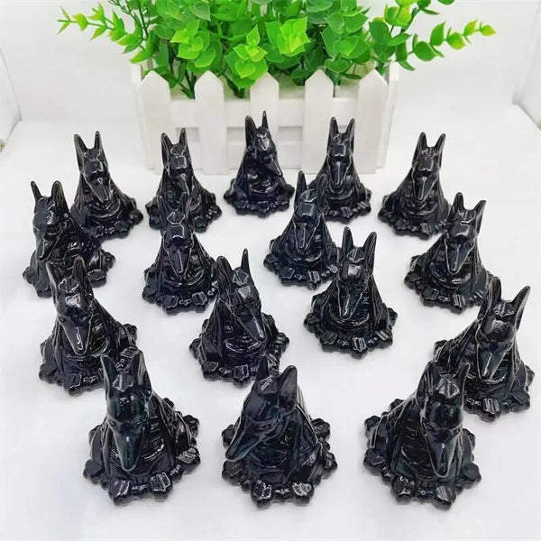 Black Obsidian Anubis Head Statue-ToShay.org