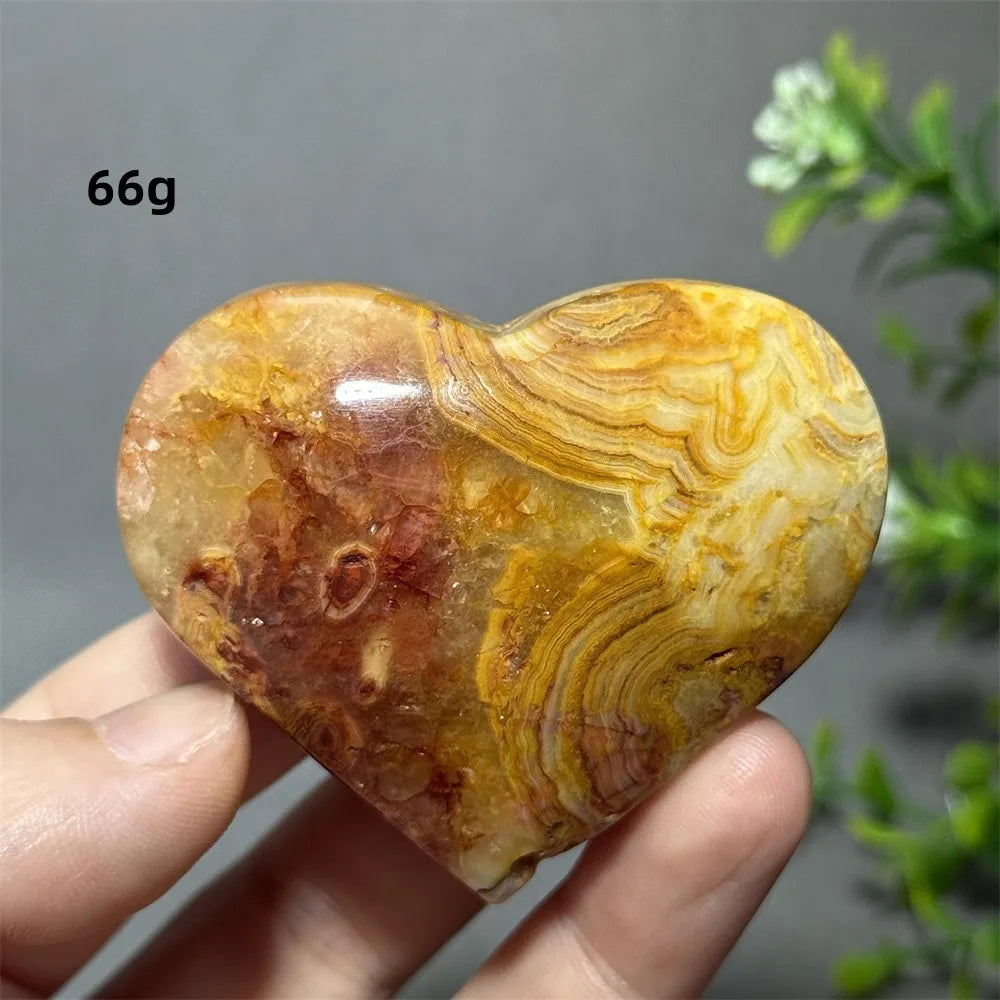 Yellow Crazy Agate Heart-ToShay.org