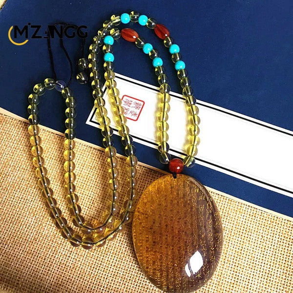 Gold Amber Buddha Pendant-ToShay.org