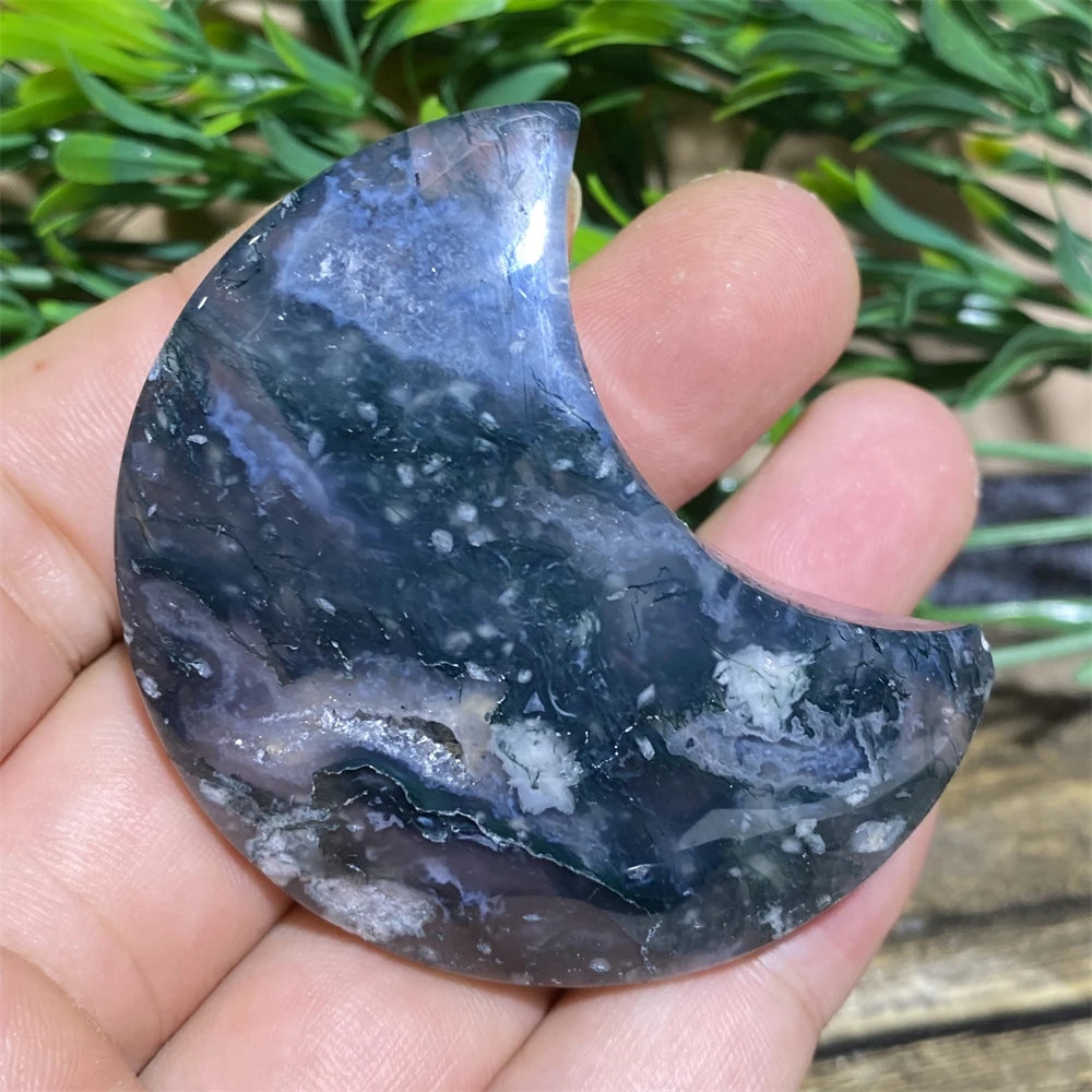 Green Moss Agate Moon-ToShay.org