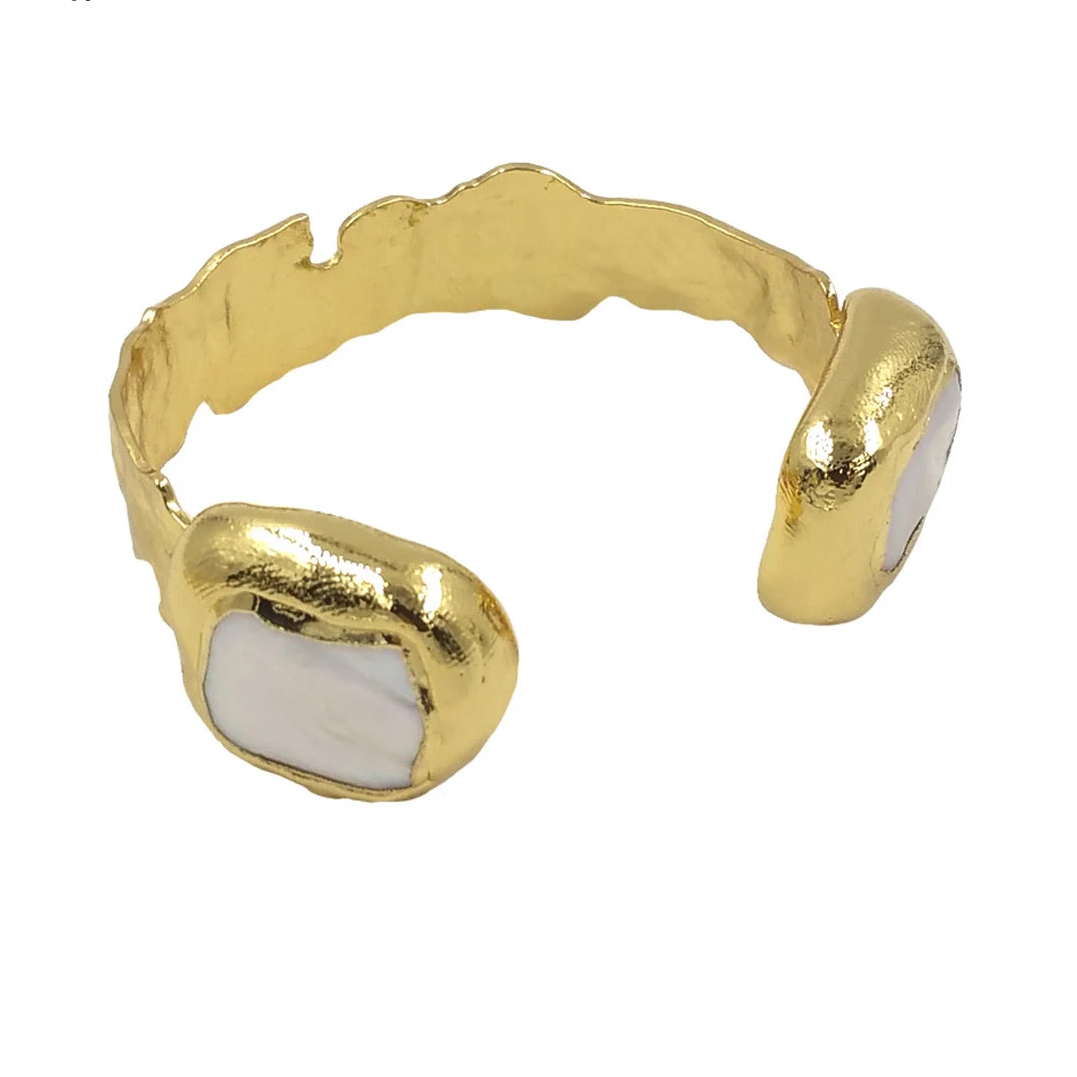 White Pearl Cuff Bangle-ToShay.org