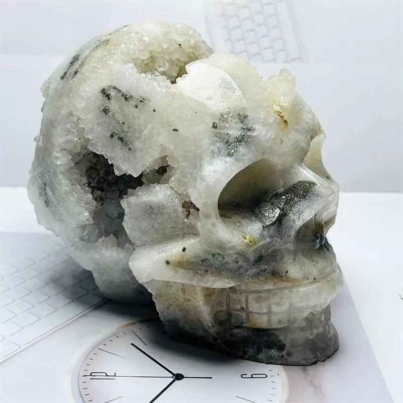 Green Cheetah Quartz Druzy Skull-ToShay.org
