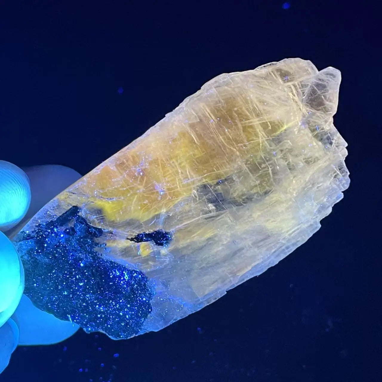 White Yellow Fluorescent Selenite-ToShay.org