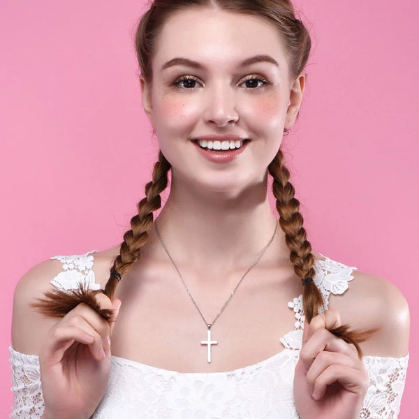 Silver Cross Pendant Necklace-ToShay.org