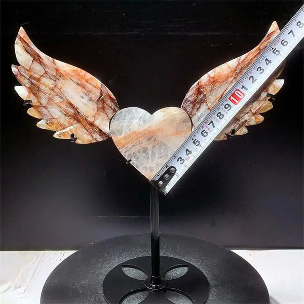 Red Fire Quartz Heart Angel Wing-ToShay.org