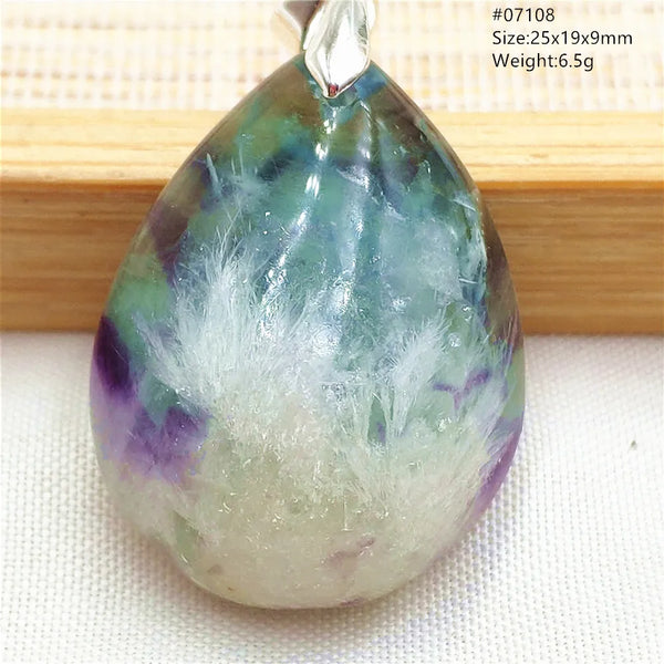 Green Feather Fluorite Pendant-ToShay.org