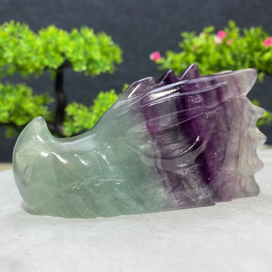 Rainbow Fluorite Dragon Skull-ToShay.org