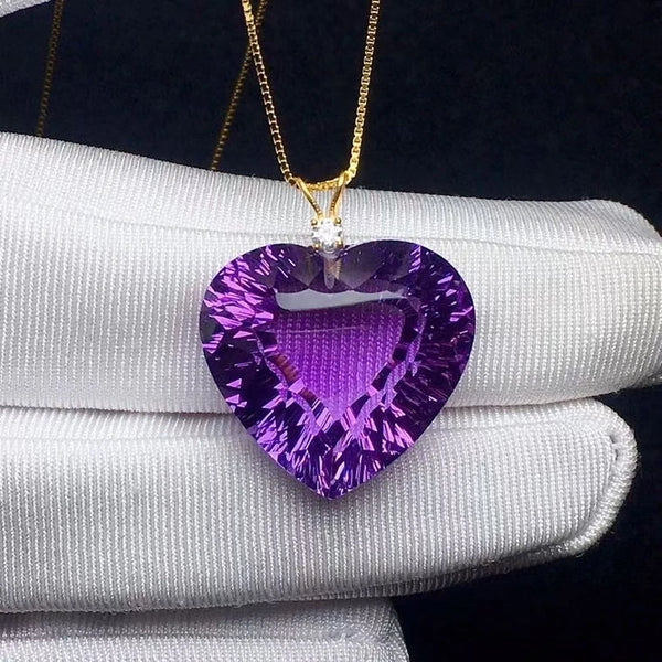 Purple Amethyst Heart Pendants-ToShay.org