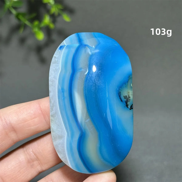 Blue Agate Palm Stone-ToShay.org