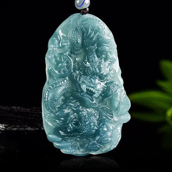 Blue Jadeite Dragon Pendant-ToShay.org